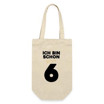 6 Geburtstag - 6 Jahre mit Krone - Geschenkbeutel für Flaschen - Natur - Vorne