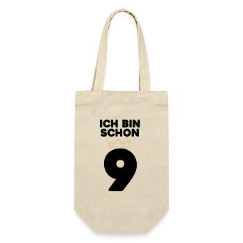 9 Geburtstag - 9 Jahre mit Krone - Geschenkbeutel für Flaschen - Natur - Vorne