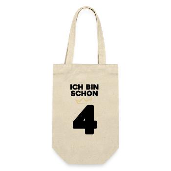 4 Geburtstag - 4 Jahre mit Krone - Geschenkbeutel für Flaschen - Natur - Vorne