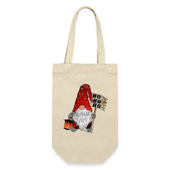 Weihnachts Wicht Christmas Gnome Ho Ho Ho - Geschenkbeutel für Flaschen - Natur - Vorne