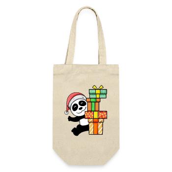 Panda de Noël avec cadeaux - Sac à bouteille - nature - Devant