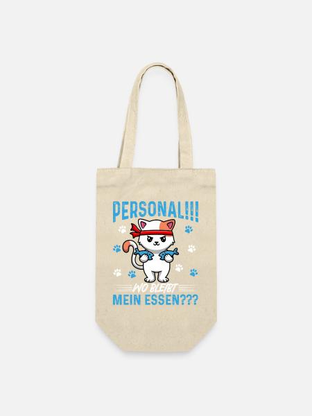 Personal!!! Wo bleibt mein Essen??? - Geschenkbeutel für Flaschen - Natur