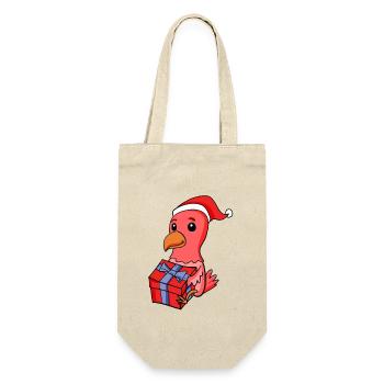 Weihnachten Huhn Baby mit Geschenk - Geschenkbeutel für Flaschen - Natur - Vorne
