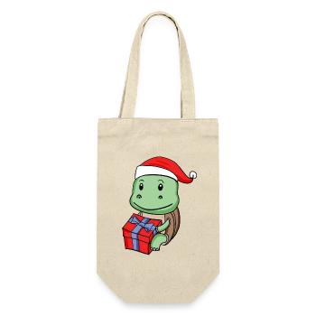 Christmas turtle baby with gift - Gift Bag for Bottles - nature - Front