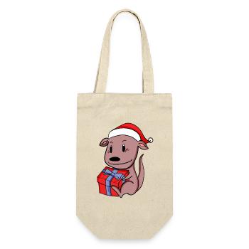 Christmas Kangaroo Baby with Gift - Gift Bag for Bottles - nature - Front