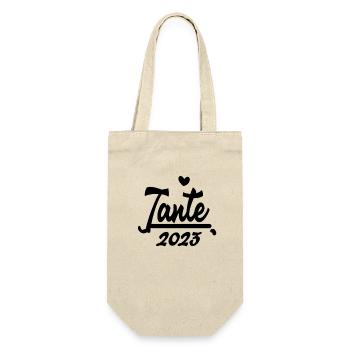 Tante 2023 - Tante werden - Tante Geschenk - Geschenkbeutel für Flaschen - Natur - Vorne