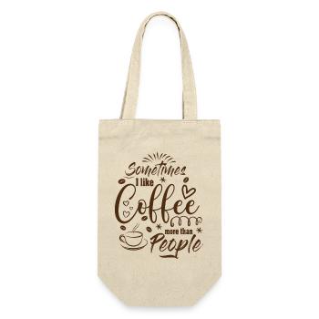 Sometimes I like Coffee more than People Kaffee - Geschenkbeutel für Flaschen - Natur - Vorne