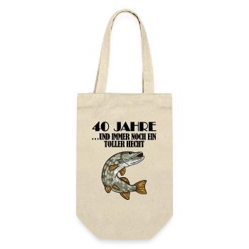 40. Geburtstag Angler Lustiger Spruch - 40 Jahre - Geschenkbeutel für Flaschen - Natur - Vorne