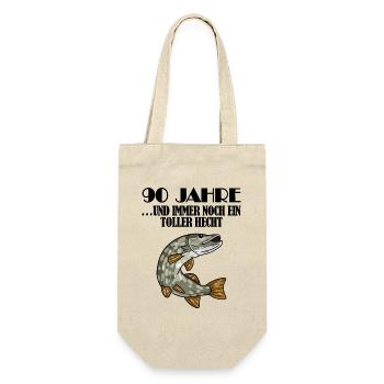 90. Geburtstag Angler Lustiger Spruch - 90 Jahre - Geschenkbeutel für Flaschen - Natur - Vorne