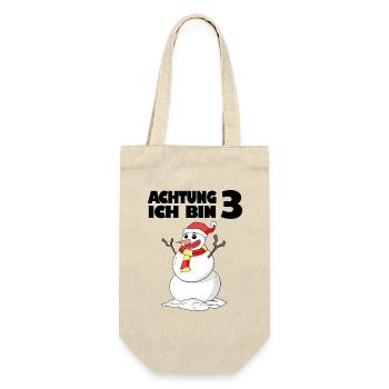 3.Geburtstag 3 Jahre alt Schneemann Geschenk - Geschenkbeutel für Flaschen - Natur - Vorne