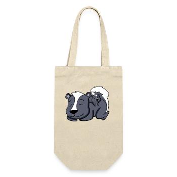 Stinktier mit Baby Stinktier - Familie - Geschenkbeutel für Flaschen - Natur - Vorne