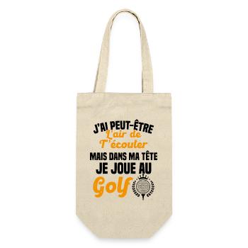 Dans ma tête je joue au Golf Cadeau Humour Golf - Sac à bouteille - nature - Devant