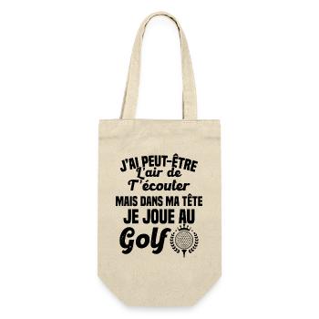 Dans ma tête je joue au Golf Cadeau Humour Golf - Sac à bouteille - nature - Devant