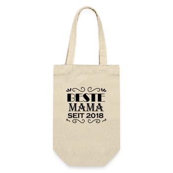 Beste Mama seit 2018 - Geschenkbeutel für Flaschen - Natur - Vorne