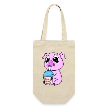 Pork Bubble tea Motif - Gift Bag for Bottles - nature - Front