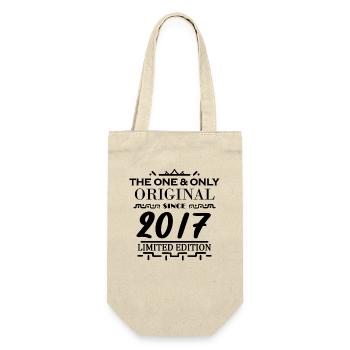 2017 - Baujahr 2017 - Jahrgang 2017 - Geschenkbeutel für Flaschen - Natur - Vorne