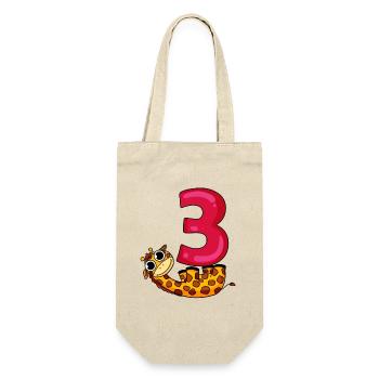 3 Jahre alt - 3. Geburtstag mit Tier Motiv - Geschenkbeutel für Flaschen - Natur - Vorne