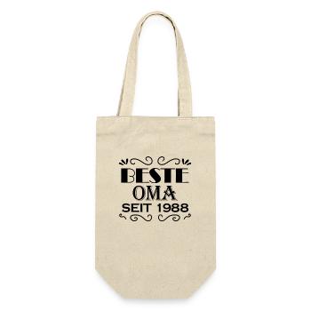 Beste Oma seit 1988 - Geschenk für die beste Oma - Geschenkbeutel für Flaschen - Natur - Vorne