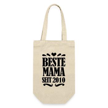 Beste Mama seit 2010 - Geschenkbeutel für Flaschen - Natur - Vorne