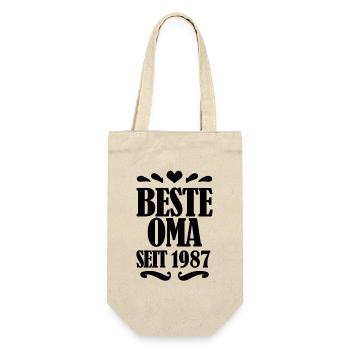 Beste Oma seit 1987 - Geschenk für die beste Oma - Geschenkbeutel für Flaschen - Natur - Vorne