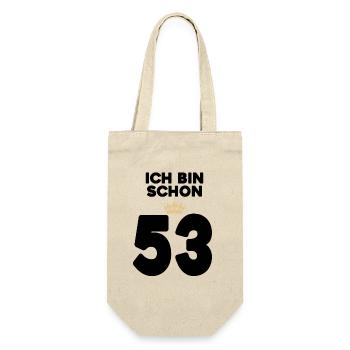 53. Geburtstag Geschenk - 53 Jahre mit Krone - Geschenkbeutel für Flaschen - Natur - Vorne