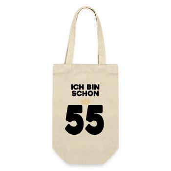 55. Geburtstag Geschenk - 55 Jahre mit Krone - Geschenkbeutel für Flaschen - Natur - Vorne