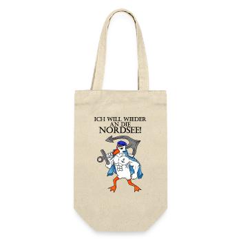 Nordsee Plattdeutsch Spruch Moin Möwe Anker - Geschenkbeutel für Flaschen - Natur - Vorne