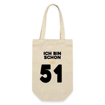 51. Geburtstag Geschenk - 51 Jahre mit Krone - Geschenkbeutel für Flaschen - Natur - Vorne