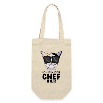 Cool Katze Japanese Bobtail Chef Spruch - Geschenkbeutel für Flaschen - Natur - Vorne