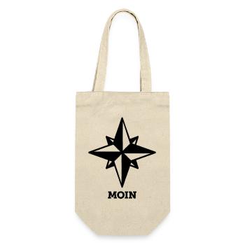 Moin (Kompass) - Geschenkbeutel für Flaschen - Natur - Vorne