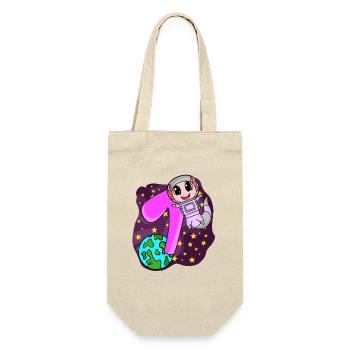 7th Birthday - 7 Years Astronaut Girl Gift - Gift Bag for Bottles - nature - Front