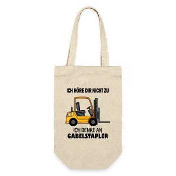 Staplerfahrer Gabelstapler Lager Logistik - Geschenkbeutel für Flaschen - Natur - Vorne