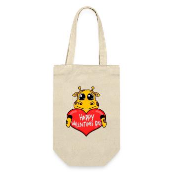 Valentine's Day Heart Giraffe - Gift Bag for Bottles - nature - Front