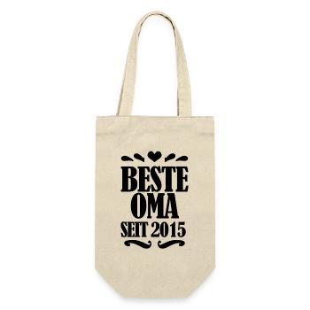 Beste Oma seit 2015 - Geschenk für die beste Oma - Geschenkbeutel für Flaschen - Natur - Vorne