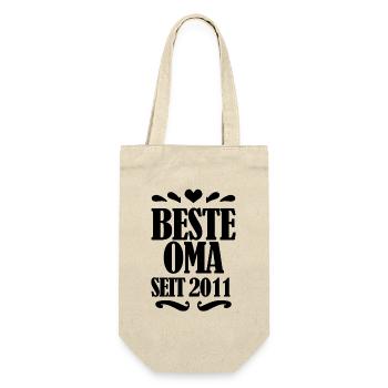 Beste Oma seit 2011 - Geschenk für die beste Oma - Geschenkbeutel für Flaschen - Natur - Vorne