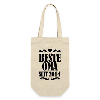 Beste Oma seit 2014 - Geschenk für die beste Oma - Geschenkbeutel für Flaschen - Natur - Vorne