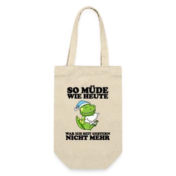 Müde Spruch lustig Schlafen Ausschlafen Faul - Geschenkbeutel für Flaschen - Natur - Vorne