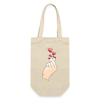 Finger Herz Koreanisch K Pop Liebe - Geschenkbeutel für Flaschen - Natur - Vorne