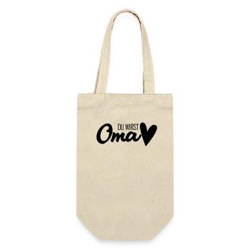 Oma Geschenk - Du wirst Oma - werdende Oma - Geschenkbeutel für Flaschen - Natur - Vorne