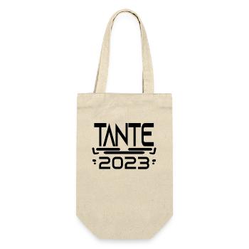 Tante 2023 - Tante werden - Tante Geschenk - Geschenkbeutel für Flaschen - Natur - Vorne