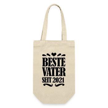 Bester Vater seit 2021 - Geschenkbeutel für Flaschen - Natur - Vorne