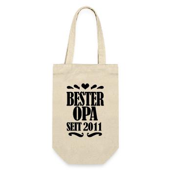 Bester Opa seit 2011 - Geschenk für Opa - Geschenkbeutel für Flaschen - Natur - Vorne