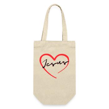 Heart with Jesus lettering - Gift Bag for Bottles - nature - Front