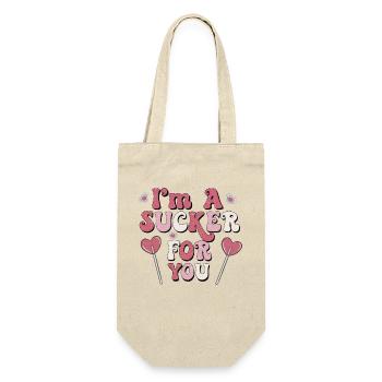 Ich Bin Ein Trottel Für Dich Retro-valentines - Geschenkbeutel für Flaschen - Natur - Vorne