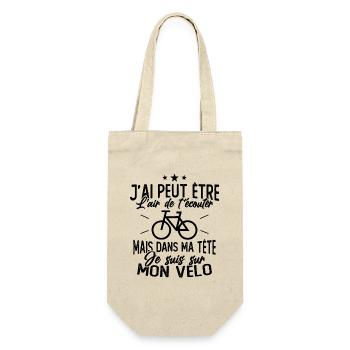 Dans Ma Tête Je suis sur Mon Vélo Humour Cyclisme - Sac à bouteille - nature - Devant
