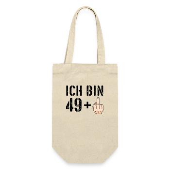 Ich bin 49 plus eins + 1 - 50. Geburtstag - Ü50 - Geschenkbeutel für Flaschen - Natur - Vorne