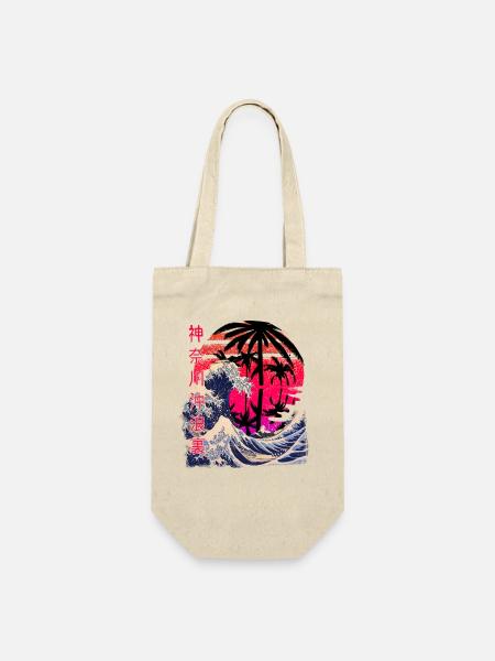 Große Welle Kanagawa Retro Sunset - Geschenkbeutel für Flaschen - Natur
