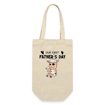 Vatertag - erster Vatertag Geschenk - Geschenkbeutel für Flaschen - Natur - Vorne