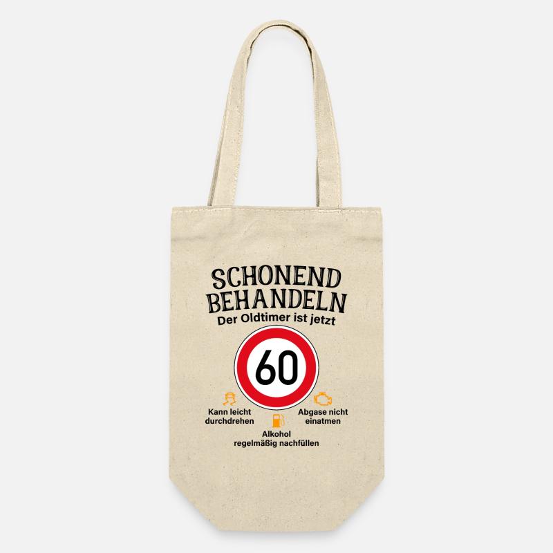 60. Geburtstag Schonend Behandeln Oldtimer Ist 60 - Geschenkbeutel für Flaschen - Natur