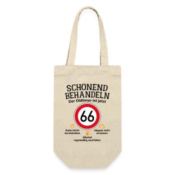 66. Geburtstag Schonend Behandeln Oldtimer Ist 66 - Geschenkbeutel für Flaschen - Natur - Vorne
